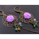 Long and Light Weight Flower Filigree Crystal Earrings
