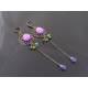Long and Light Weight Flower Filigree Crystal Earrings