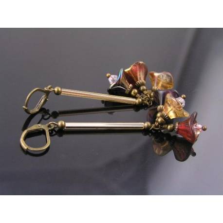 Long Czech Flower Earrings