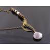 Botswana Agate, Bronzite and Pearl Necklace, Elephant Clasp