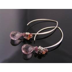Pink Quartz and Spinel Modernistic Sterling Silver Earrings