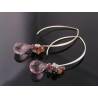 Pink Quartz and Spinel Modernistic Sterling Silver Earrings