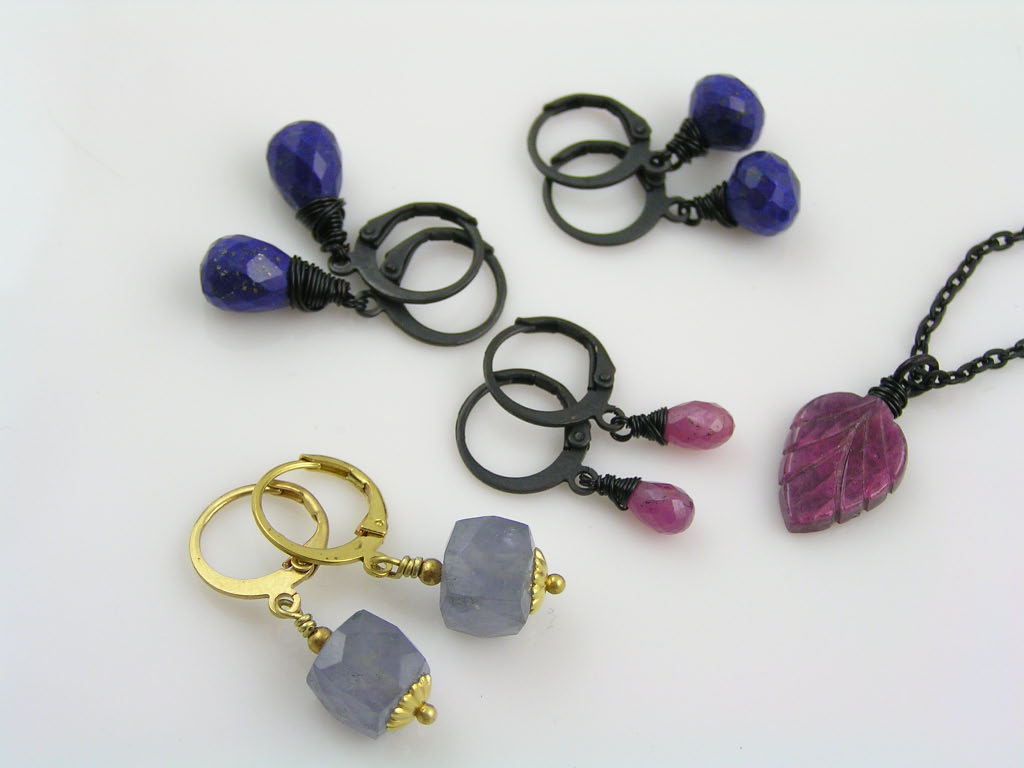Pink Sapphire Earrings, Lapis Lazuli Earrings, Ruby Necklace