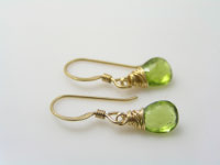 Peridot Earrings, gold filled