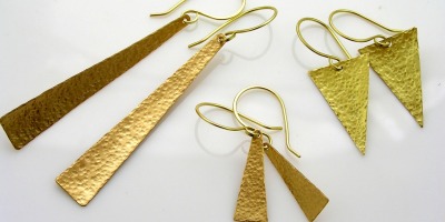 Bright golden hammered brass - Great for Earrings